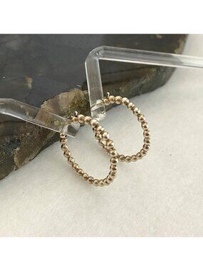 Izabel Chamille Gold Plated Sterling Silver 925 Bead Ball Bubble Hoop Earrings